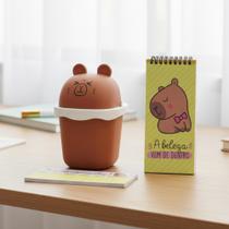 Kit Capivara Fofa Itens De Escritório Organização Anotações Caderneta Lixeira e Planner