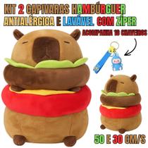 Kit Capivara Hambúrguer Pelúcia 50cm + 30cm