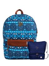Kit Capricho Etnic Azul Mochila de Costas + Lancheira Térmic
