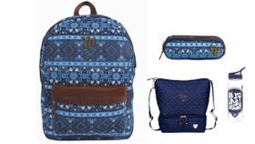 Kit Capricho Etnic Mochila + Lancheira + Estojo + Garrafa