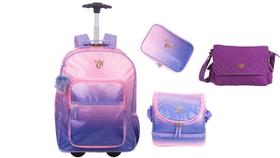 Kit Capricho Lantejoula Mochila de Rodas + Lancheira + Estoj