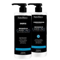 Kit Carbono Natumaxx Shampoo Reposição de Carbono 1 litro + Condicionador Reconstrutor 1litro