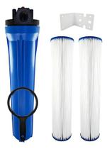Kit Carcaça Filtro Água 20'' + 2 Refil Plissado Lavável Slim Cor Azul Kit Carcaça Filtro Água 20'' + 2 Refil Plissado Lavável Slim Cor Azul