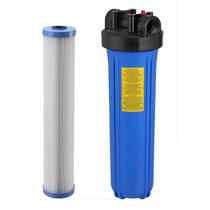 Kit Carcaça Filtro BIG Blue BBI 20 x 4,5 polegadas + Refil Filtro Plissado de Poliéster BBI Big Blue Lavável 20 x 4.1/2 + Chave e Suporte