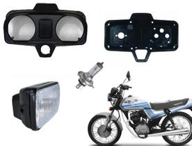 Kit Carcaça Superior + Inferior + Farol Completo + Lâmpada Cg Titan Today 1983 Até 1999 Capa Painel Preta Kit Carcaça Superior + Inferior + Farol Completo + Lâmpada Cg Titan Today 1983 Até 1999 Capa Painel Preta