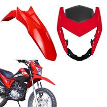 Kit carenagem dianteiro capa farol completo + paralama nxr bros 160 vermelho 2015-2021 Kit carenagem dianteiro capa farol completo + paralama nxr bros 160 vermelho 2015-2021