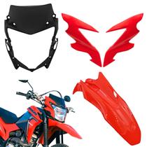 Kit carenagem dianteiro capa farol completo + paralama nxr bros 160 vermelho 2022-2024