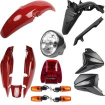 Kit Carenagem Farol Pisca Cg 125 Fan 2009 Ate 2010 Vermelho