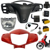Kit Carenagem Farol Vermelho Painel Botão Shineray Jet 50 Jet 125