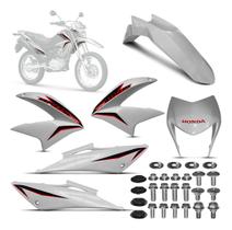 Kit Carenagem Honda Bros 150 Branco 2014 com Adesivos + Parafusos Completos