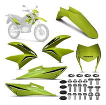 Kit Carenagem Honda Bros 150 Verde 2013 com Adesivos + Parafusos Completos - SPORTIVE
