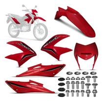 Kit Carenagem Honda Bros 150 Vermelha 2013 com Adesivos + Parafusos Completos
