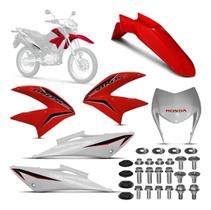Kit Carenagem Honda Bros 150 Vermelho 2014 com Adesivos + Parafusos Completos