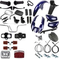 Kit Carenagem + Kit Farol Pisca Cg 125 Titan 1999/2000 Azul