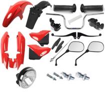 Kit Carenagem + Kit Guidao Farol Ybr 125 2002 Vermelho