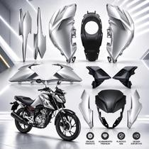 Kit carenagem lateral tanque farol completo cg fan 160 prata iron nail 2026 paramotos honda Kit carenagem lateral tanque farol completo cg fan 160 prata iron nail 2026 paramotos honda