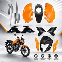 Kit carenagem lateral tanque farol completo cg titan 160 laranja 2025 paramotos honda