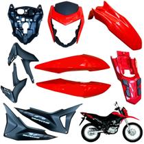 Kit Carenagem Nxr Bros 160 modelo 2016 Até 2021 Completo Aba do Tanque Tampa Lateral Frontal Rabeta Traseira Paralama Dianteiro
