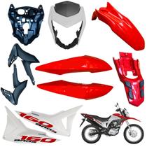 Kit Carenagem Nxr Bros 160 modelo 2016 Até 2021 Completo Aba do Tanque Tampa Lateral Frontal Rabeta Traseira Paralama Dianteiro