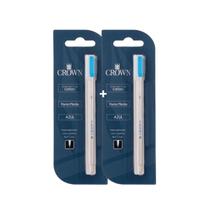 Kit Carga Para Caneta Crown Esferográfica Tipo Cross Azul Preta Vermelha CA12009 (Kit Com 02 Unidades )
