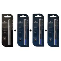 Kit Carga Para Caneta Crown RollerBall - Ca22007 Azul Preta ( Kit com 2 Unidades)