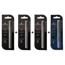 Kit Carga Para Caneta Crown RollerBall - Ca22007 Azul Preta ( Kit com 2 Unidades)