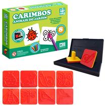 Kit Carimbo Infantil Com 8 Figuras De Animais Do Jardim- Nig