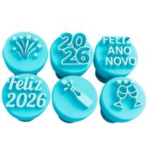 Kit Carimbo Marcador Brigadeiros Feliz Ano Novo 2026 Molde Festa Confeitaria Aniversario Brigadeiro
