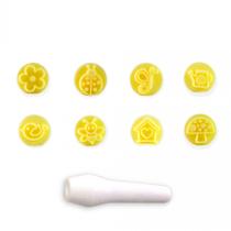 Kit Carimbo Marcador Jardim Encantado Amarelo - 8 Unidades - BlueStar - Rizzo Confeitaria