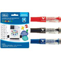 Kit Carimbo Tabuada + 3 Marcadores Para Quadro Branco V-Board Master