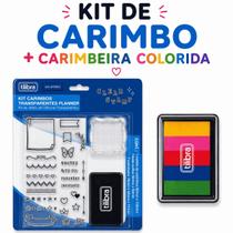 Kit Carimbo Transparente Planner Tilibra +Carimbeira 6 Cores Kit Carimbo Transparente Planner Tilibra +Carimbeira 6 Cores