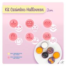 Kit Carimbos Halloween p/ Doces e Brigadeiros 2cm Rosa Bebê