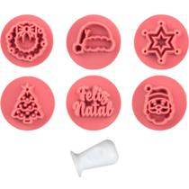 Kit Carimbos Natal Iluminado 2cm p/ Doces e Brigadeiros Blue Star