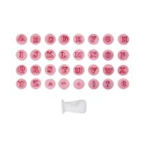 Kit Carimbos Rosa Bebê Letras Fofas 2cm Bluestar