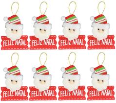 Kit Carinha Papai Noel Placa Feliz Natal Pelúcia 12cm 8 Unidades - Master Christmas