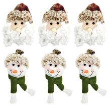 Kit Carinha Pelúcia Papai Noel e Boneco de Neve 6 Peças Tricot Xadrez 13cm - Magizi