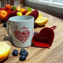 Kit carinho 4 canecas De Amor com 4 xícaras Coração Vermelhas Kit carinho 4 canecas De Amor com 4 xícaras Coração Vermelhas