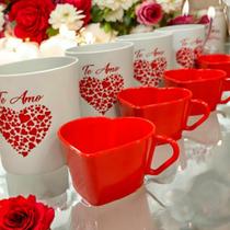 Kit carinho 4 canecas estampadas Amor com 4 xícaras Coracão