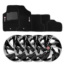 Kit Carlota Esportiva Nitro 13 Preta Prata Tapete Fiat Uno