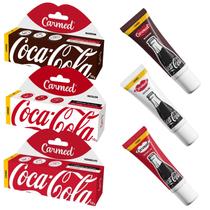 Kit Carmed Coca Cola 3 Unidades 10g Vermelho Marrom Incolor Hidratante Labial Protetor Gloss Cimed