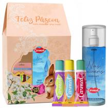 Kit Carmed Páscoa: 3 Hidratantes Labiais Sorvete, Body Splash Nas Nuvens e Mimo Bombom Sonho De Valsa Kit Carmed Páscoa: 3 Hidratantes Labiais Sorvete, Body Splash Nas Nuvens e Mimo Bombom Sonho De Valsa
