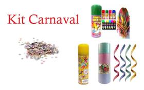 Kit Carnaval 2un Confete +serpentina +tinta Cabelo +espuma Kit Carnaval 2un Confete +serpentina +tinta Cabelo +espuma