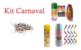 Kit Carnaval 2un Confete +serpentina +tinta Cabelo +espuma Kit Carnaval 2un Confete +serpentina +tinta Cabelo +espuma