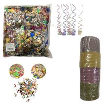 Kit Carnaval Confete Metalizado Serpentina Colorida