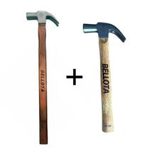 Kit Carpinteiro Martelo 29mm Cabo Longo Super Pro Com Martelo 29mm Cabo Curto Bellota Cabeça Em Aço.