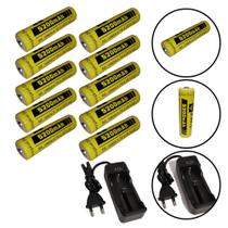 Kit Carregador 1 Carga + 10 Cargas 5200mAh 3.7V P/ Lanternas