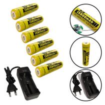 Kit Carregador 1 Carga + 6 Cargas 15800mAh 3.7V P/ Lanternas