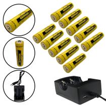 Kit Carregador 2 Carga + 10 Cargas 9800mAh 3.7V P/ Lanternas