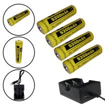 Kit Carregador 2 Carga + 4 Cargas 5200mAh 3.7V P/ Lanternas