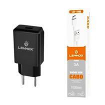 Kit Carregador 2 metros compatível com LG K10 - Cabo Micro USB V8 e Fonte